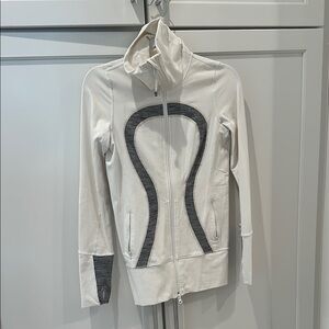 Women's White and Gray Zip-Up Jacket. Lululemon scuba